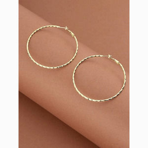 Gold Simple Textured Hoop Earrings